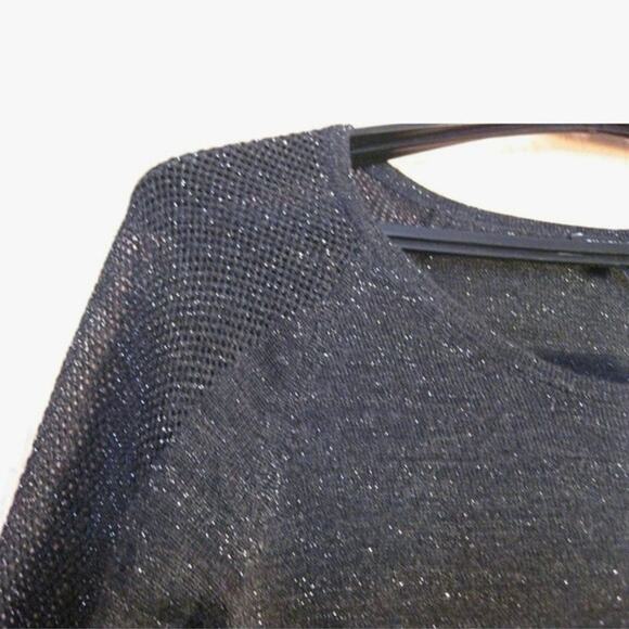 Eileen Fisher Black Metallic Sweater Light Knit PL Wool Blend Holidays Shimmery - Picture 13 of 13